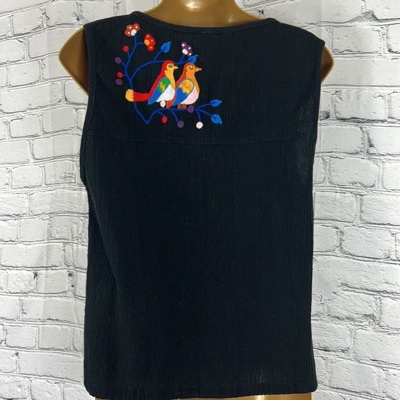 SENSI STUDIO top blouse tassels embroidered colorful size small - Picture 7 of 13